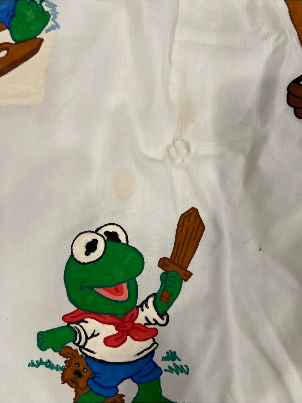 Handmade ONE OF A KIND HAND PAINTED Muppets Kermit baby toddler blanket quilt